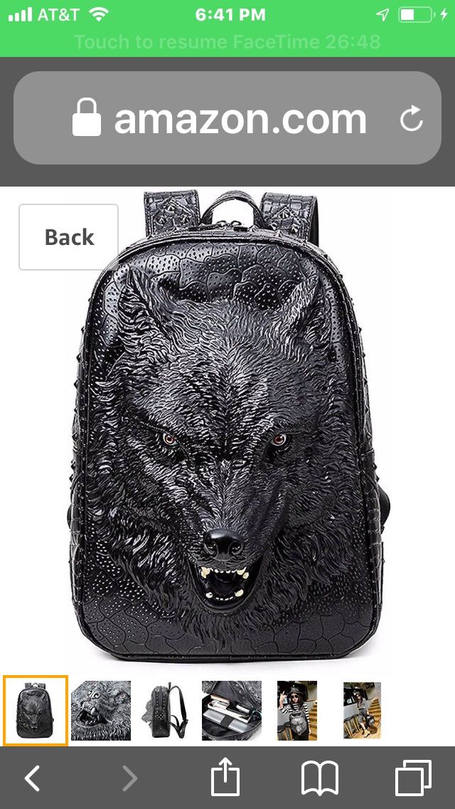 3D Wolf Backpack/ Laptop  Carrier 