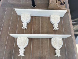 White decorative shelves 24” w X 5” deep shelf
