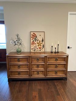 Vintage Chinoiserie Ming Style Thomasville Nine Drawer Dresser~