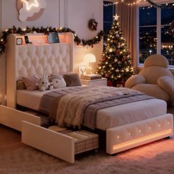 LED Twin Bed *FREE Bedding*