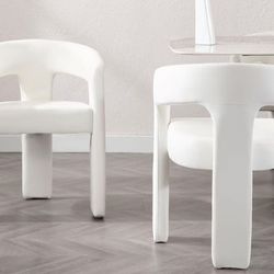 ❤️‍🔥Set Of 2  Leather Barrel Dining Chair with Open-Back, 