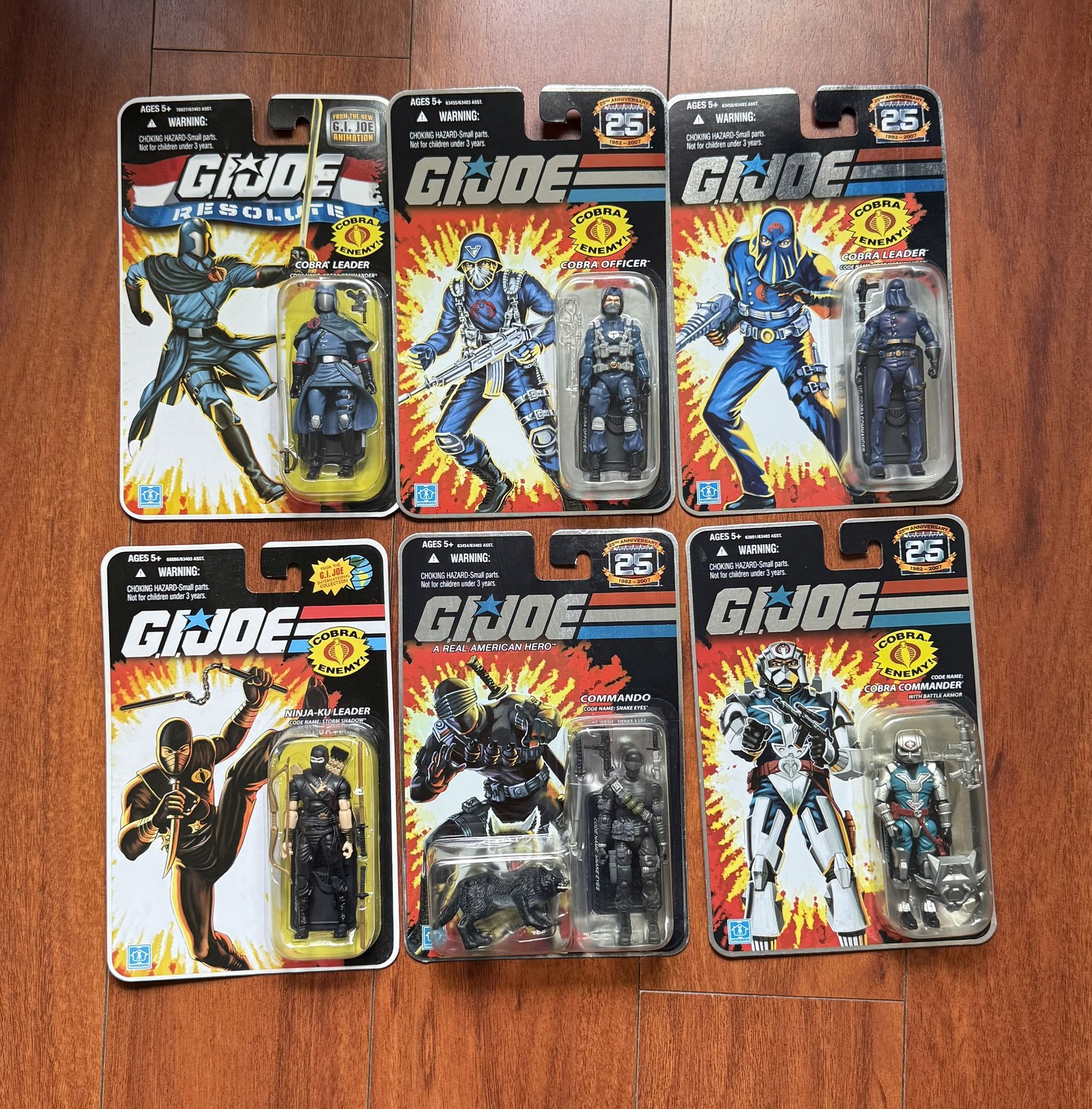 NEW GI Joe SNAKE EYES COBRA STORM SHADOW - Lot of 6 figure