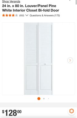 24 in. x 80 in. Louver/Panel Pine White Interior Closet Bi-fold Door