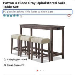 Gray Upholstered Sofa Table Set
