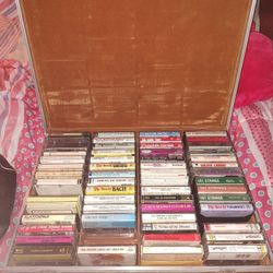 Vintage Cassette Tape Holder Briefcase With Tapes