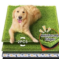 Dog Grass Pad with Tray Large, 25"x20", 2 Reusable Artificial Turf for Dogs Potty, Waterproof Non-Slip Washable Pee Pads, Quickly Absorbency Po