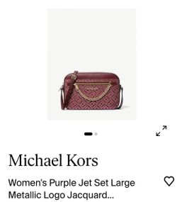Michael Kors Burgundy/Purple Jet Set Large Metallic Logo Crossbody Bag