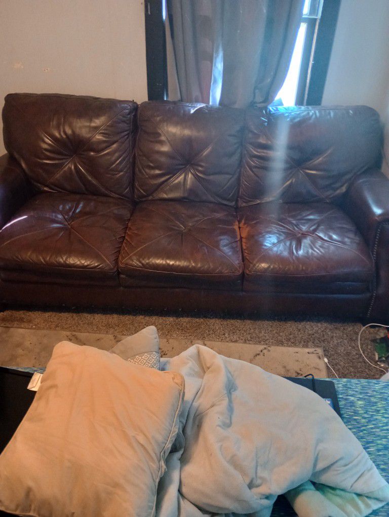 Brown Leather Couch For Sell 
