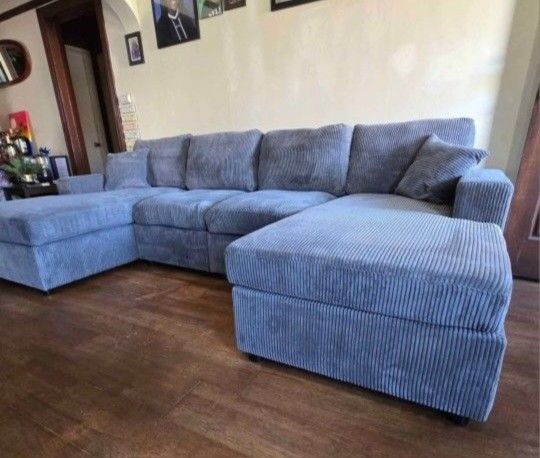 ✅️✅️4 pc corduroy fabric sectional sofa with double chaise ✅️✅️