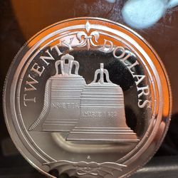 1985 British Virgin Islands $20 Silver Proof Coin from the "Treasures" series, featuring the "Nrietta Amarrie" wreck bells