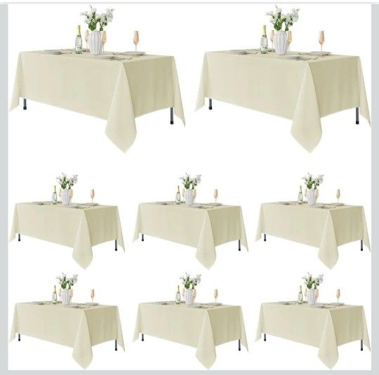 Fitable 8 Pack Table Cloth Rectangle Table: Stain and Wrinkle Resistant Tablecloth Rectangular, Washable Polyester Tablecloths for Wedding Party Dinin