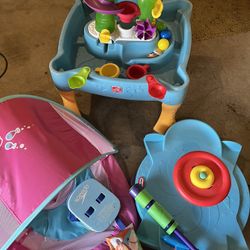 Water Table, Twister, Floats, and Toys 