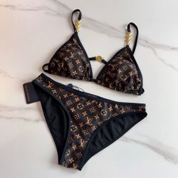 Louis Vuitton brown logo classic swimsuit
