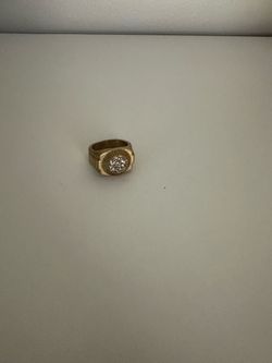Gold-Tone Round Micro-Pave CZ Signet Ring