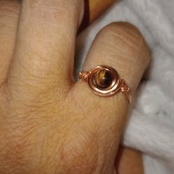 Handwrapped Tiger Eye Ring Size 9