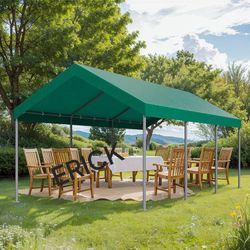 Canopy Party Tent, 10x20ft Heavy Duty Portable Garage, Car Port with Storage Shed, Car Canopy with All-Season Tarp for Car, Truck, Boat, Party, White