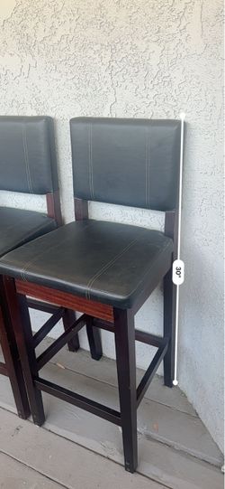 30" Bar Stools with Faux Leather Seats – Set of 2