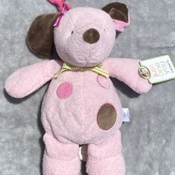 Carters Puppy Dog Pink Brown Spot Musical Crib Pull Plush Stuffed Animal Toy new