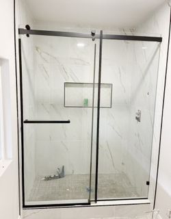 Frameless  Shower Door - 60"*76" Inch  Stainless Steel One Side Sliding  