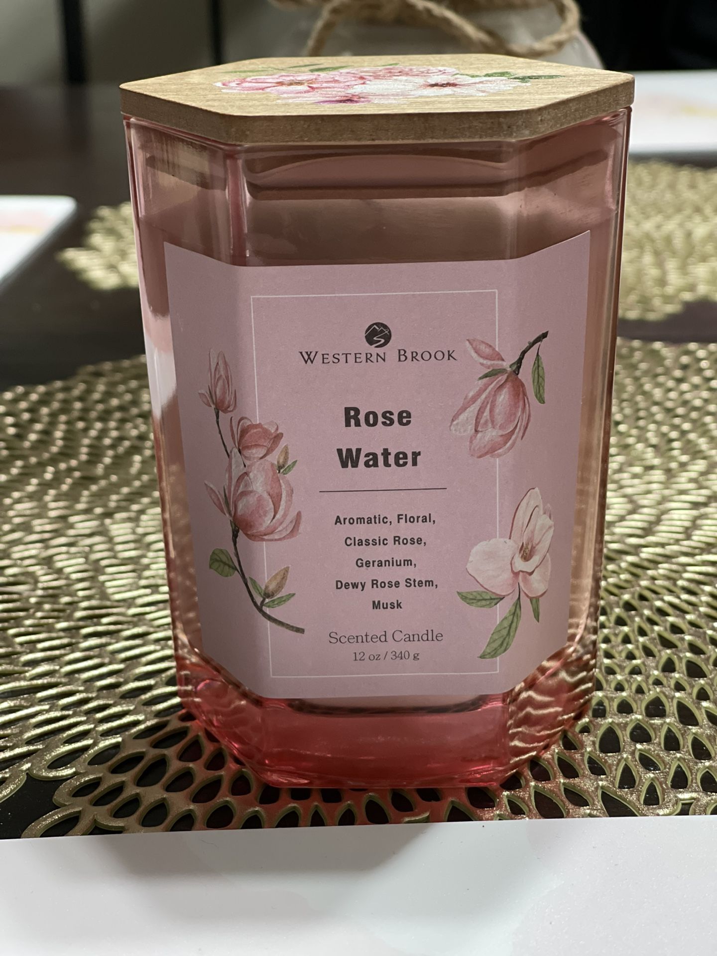 Western Brook Rose Water Scented Candle