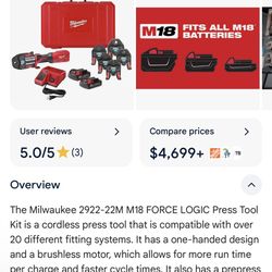 The Milwaukee  M18 FORCE LOGIC Press Tool Kit is a cordless press tool