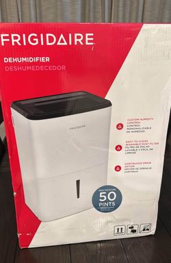 New Frigidaire 50‑Pint Dehumidifier – Custom Humidity, Washable Filter, Continuous Drain – $220 OBO