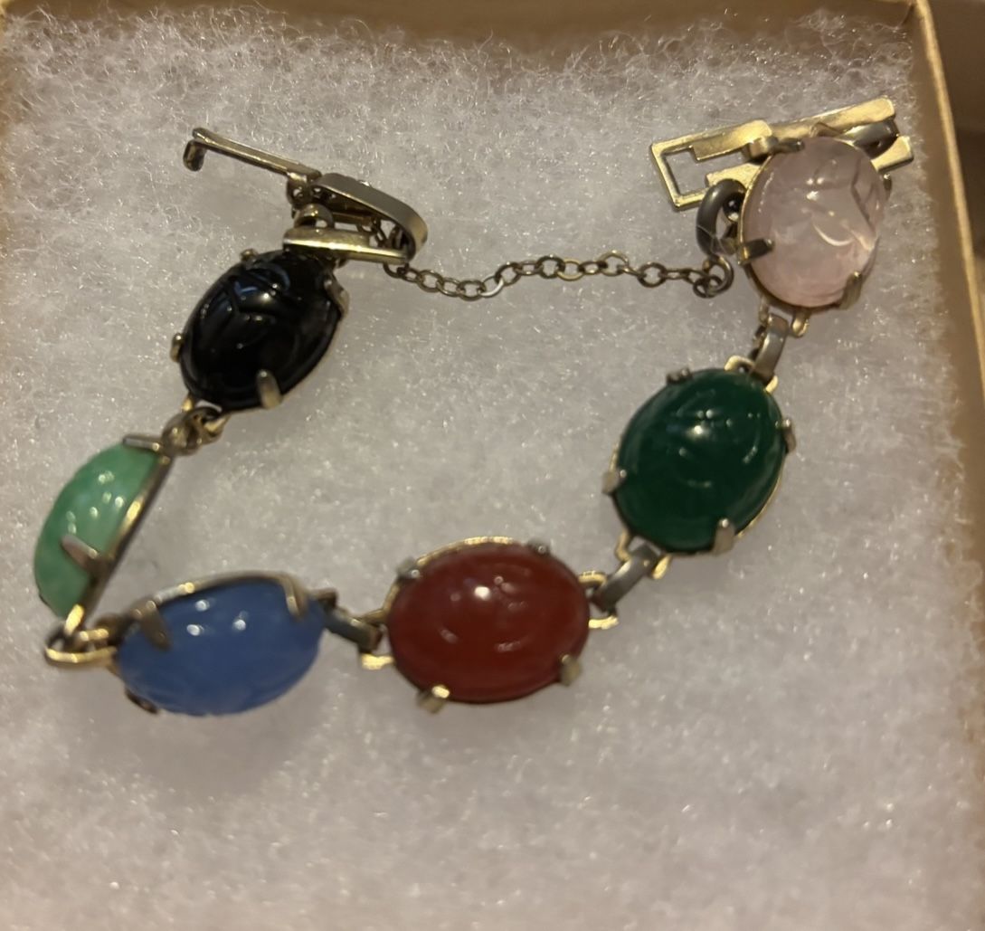 Vintage Multicolor Scarab Bracelet.