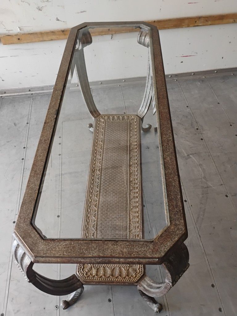 Glass Top Metal Frame Table