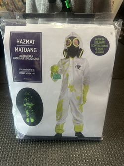 Kids Hazmat Suit Glow In Dark Costume Size 8/10 Halloween Or Dress up 