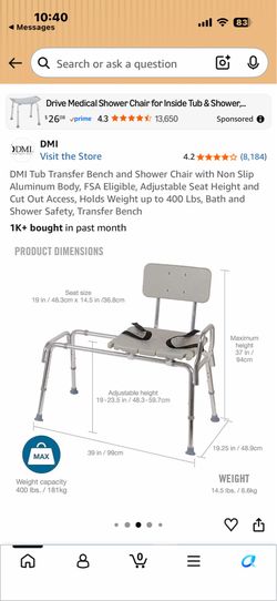 Tub shower chair that slides