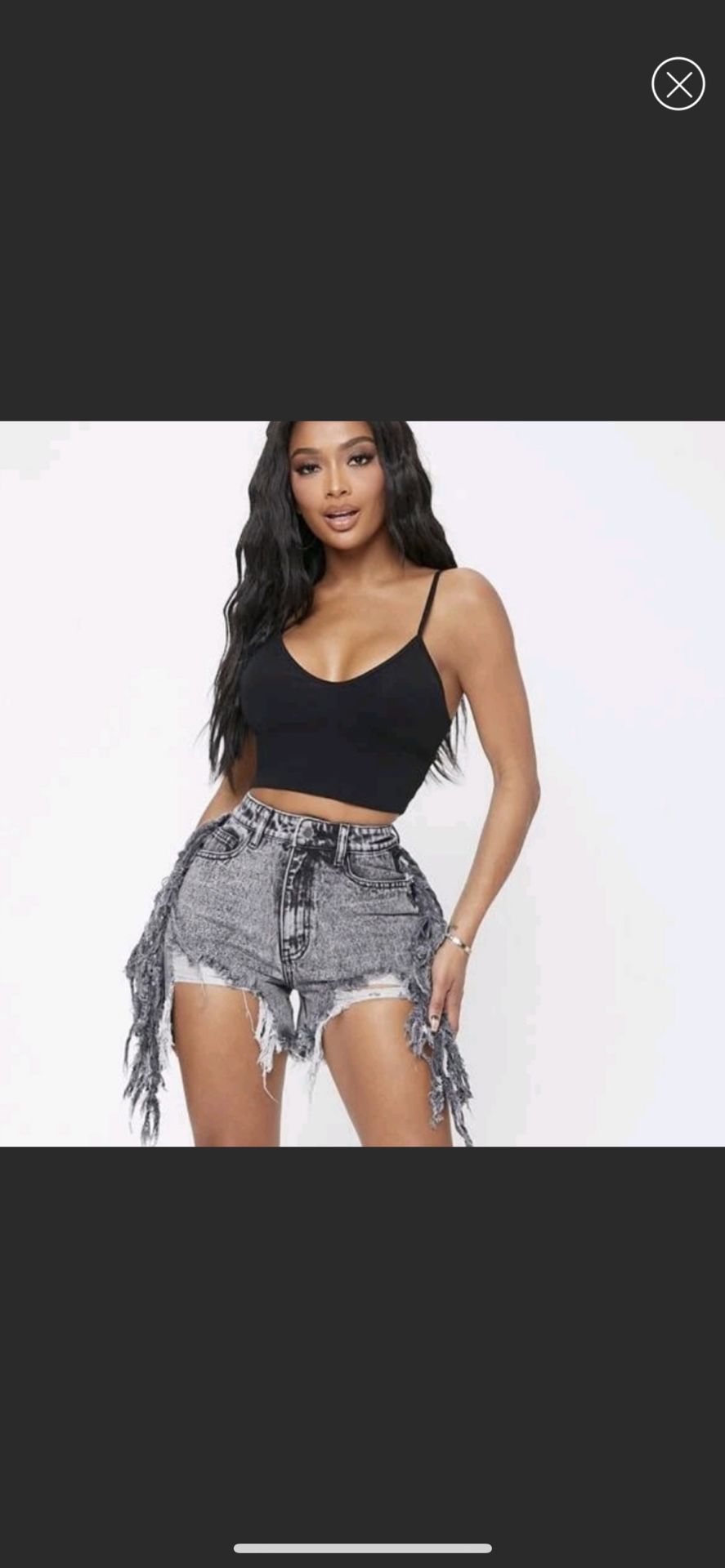 Fringe Black Gray Denim Jean Cut Off Shorts 