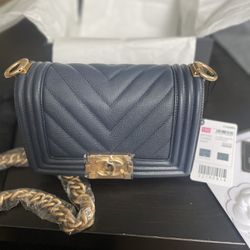 Chanel Drk Blue Classic mouth Cover Bag