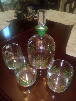 Bohemian Crystal Decanter And Glasses 