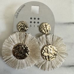 Click Six Gold Tone Circle Tassel Earrings 