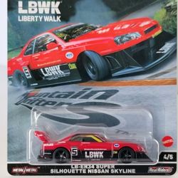 Hot Wheels Premium Liberty Walk LBWK LB-ER34 Super Silhouette Nissan Skyline - Red
