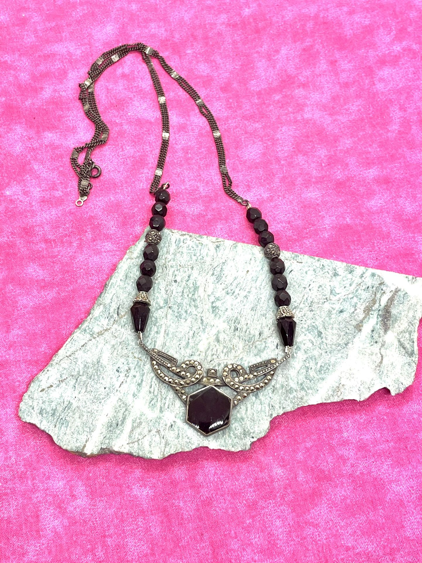 Vintage Sterling Marcasite Necklace
