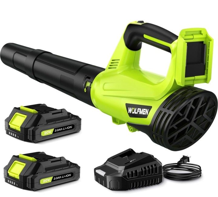 Electric Cordless Leaf Blower with 2 Batteries and Charger, 2 Speed Mode,