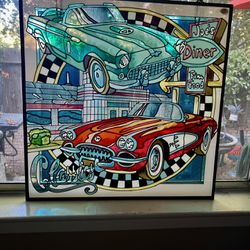 Stained Glass Classic Cars and Joe’s Diner 