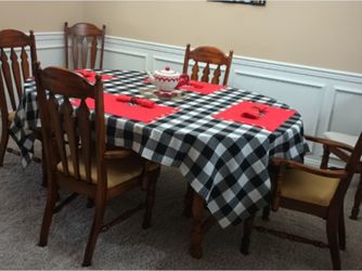 Cherry Wood Table And 6padded Chairs