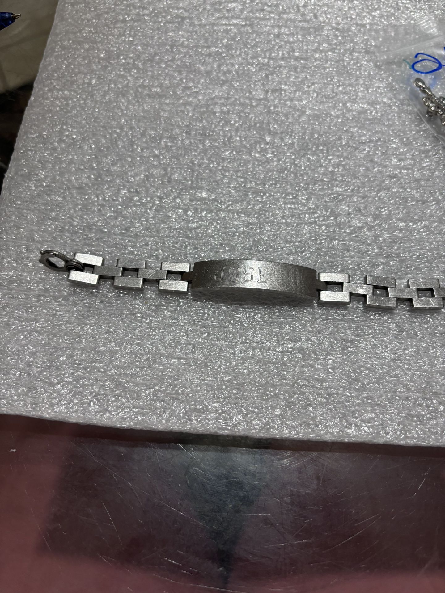 Stainless Steel Men’s Bracelet 7.5” Has José In Front And Back Says Te Amo 