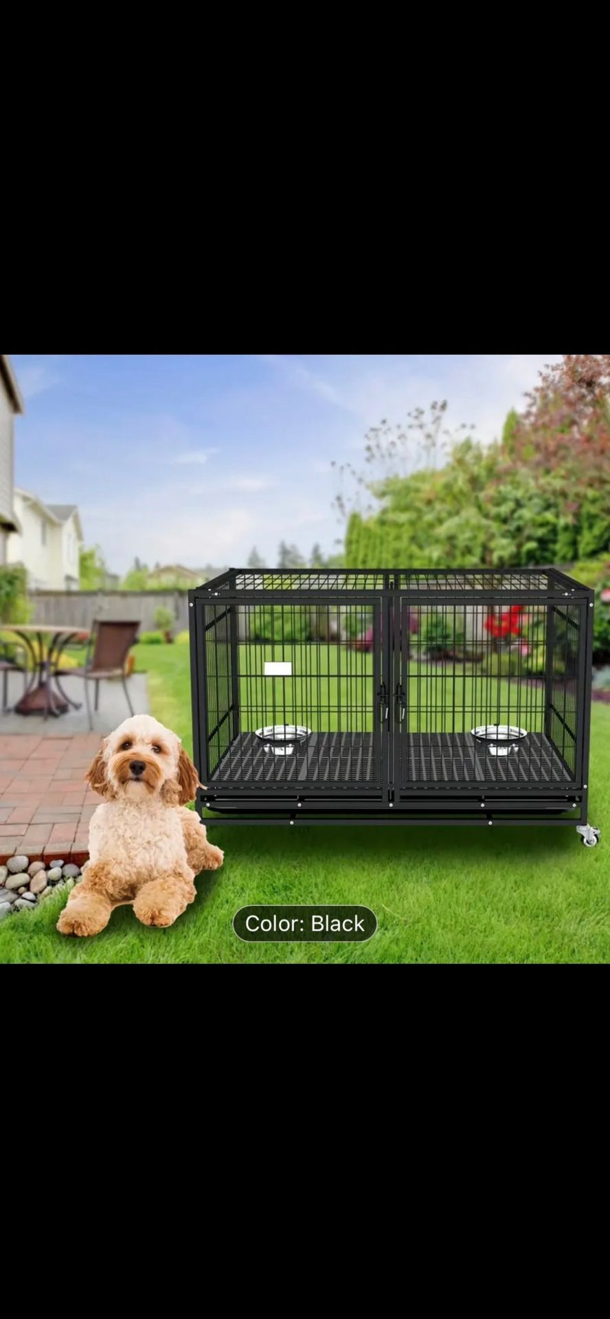Dog Cage Kennel Size 43” With Divider And Feeding Bowls New In Box 📦