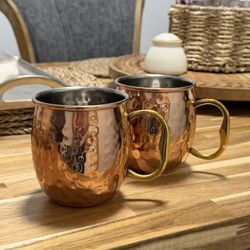 NEW 2 Copper Mug Set cups