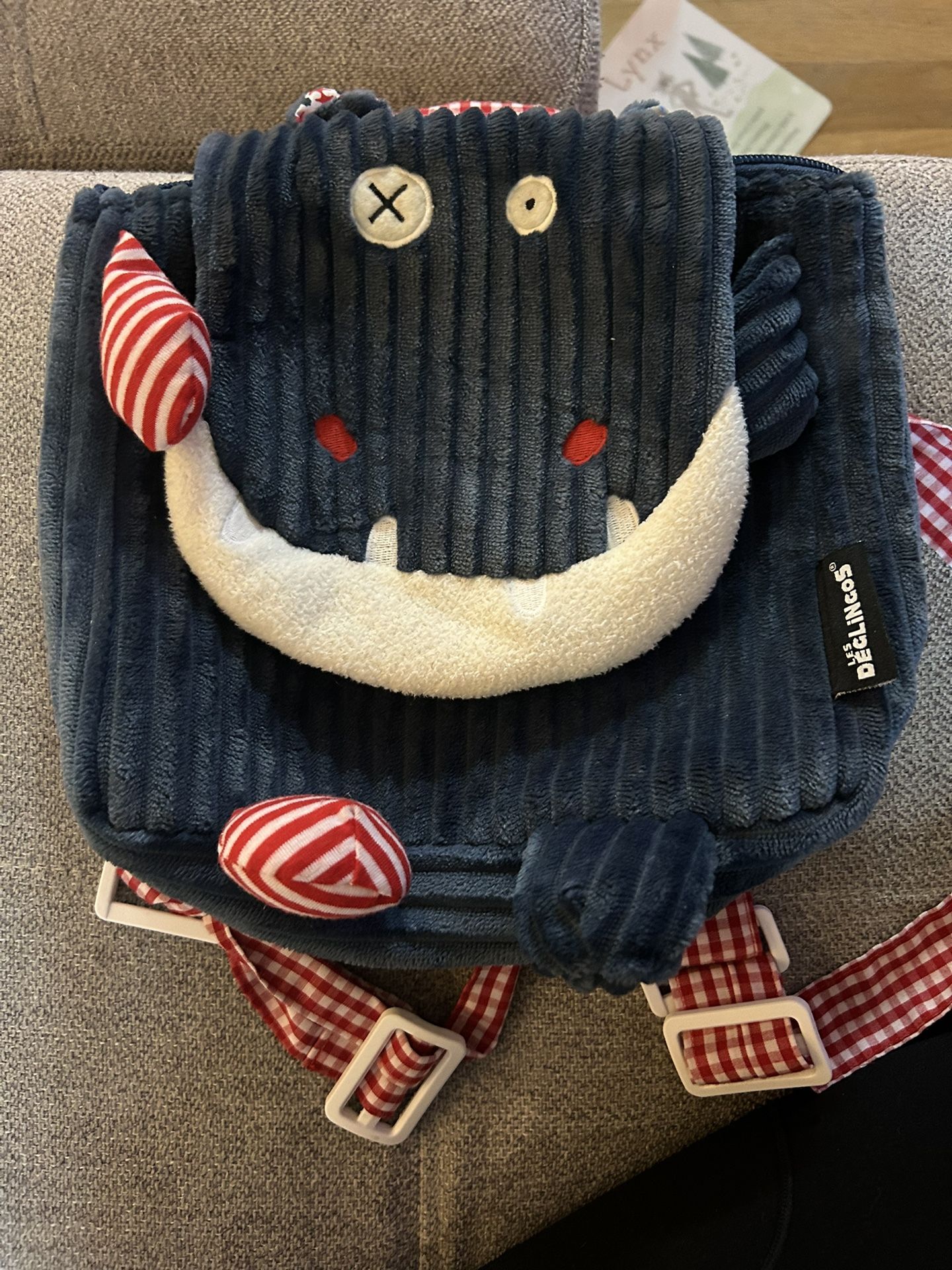 Les Deglingos Corduroy Backpack Plush | Hippipos The Hippo