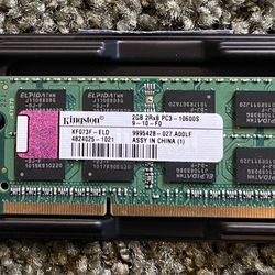 KF073F-ELD Kingston 2GB PC3-10600 DDR3-1333MHz non-ECC Unbuffered CL9 204-Pin So