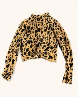 Animal-Print Twist-Front Crop Top — Size L