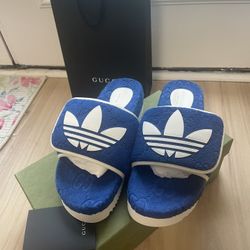 Gucci X Adidas  GG Platform Sandal Blue