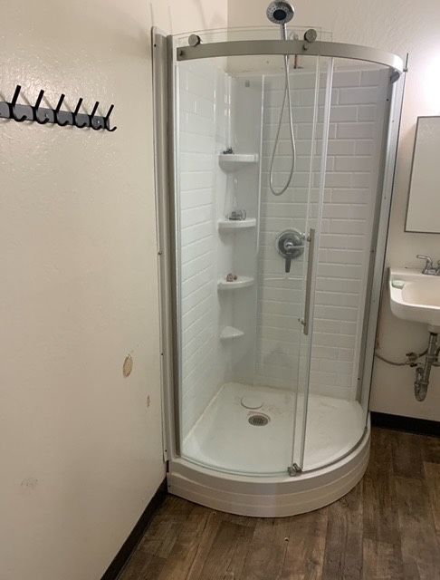 Walkin Shower Full Kit: Included Sliding Door And Back wall And Shower Head With Platform