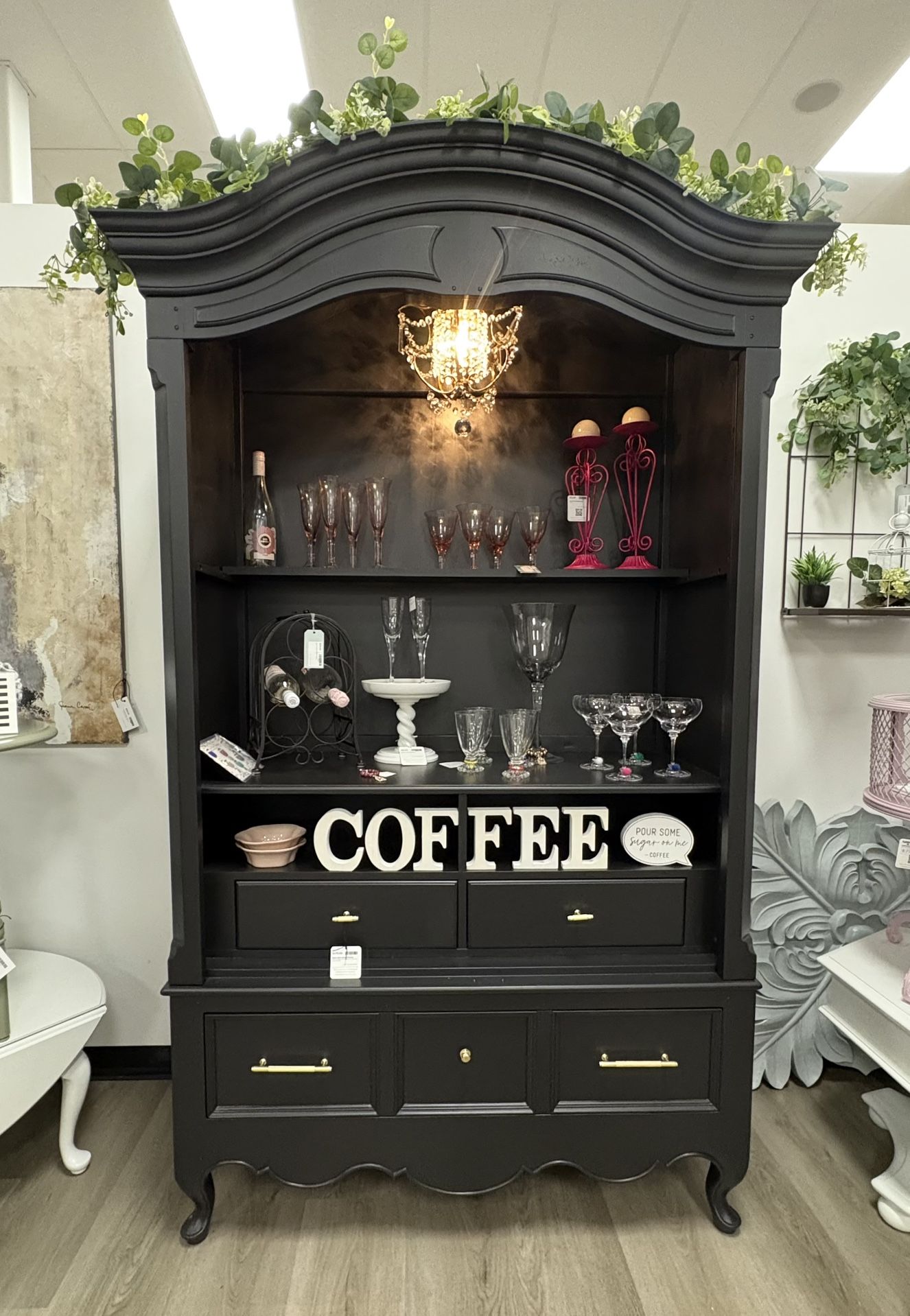 Open Concept Armoire Bar Display Unit