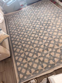 Blue and cream rug