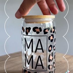 Libbey Glass Can Cup Leopard Mama